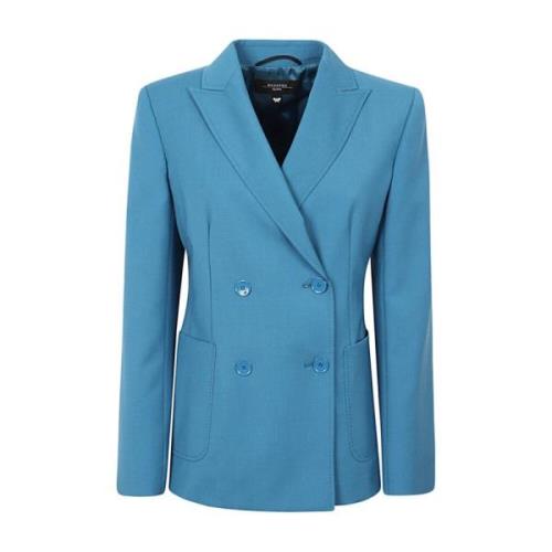 Dubbelbreastede Wollen Jas Max Mara Weekend , Blue , Dames