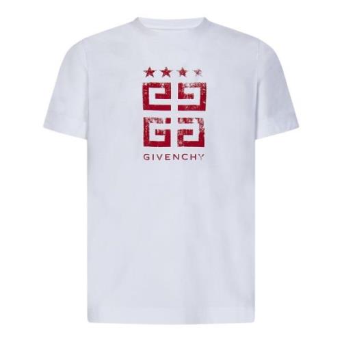 Heren Wit Slim-Fit T-Shirt met Rood 4G Stars Print Givenchy , White , ...
