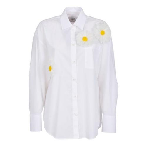 Witte Overhemd met Applicaties Msgm , White , Dames