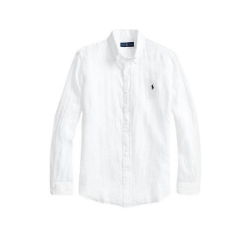 Slim Fit Linnen Overhemd Polo Ralph Lauren , White , Heren