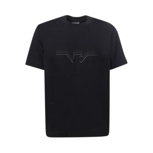 Zwart Crew-neck T-shirt met Adelaar Logo Emporio Armani , Black , Here...