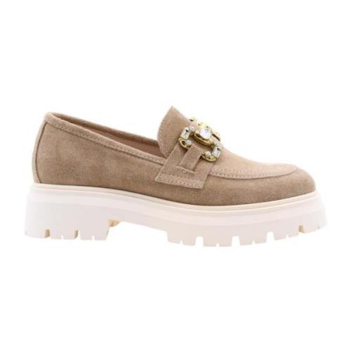 Stijlvolle Comfortabele Loafers Vrouwen E mia , Beige , Dames