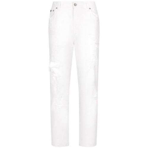 Versleten straight-leg jeans Dolce & Gabbana , White , Dames