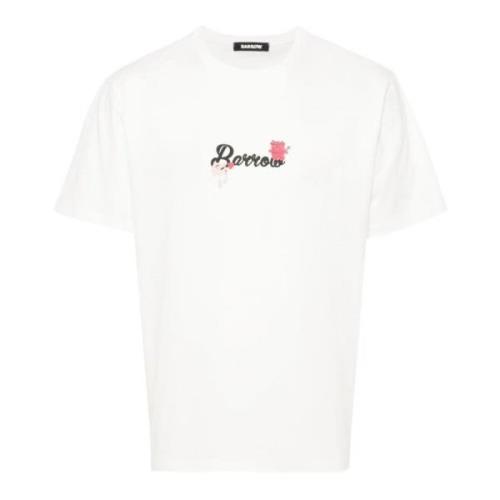 Witte Katoenen T-shirt met Logo Print Barrow , White , Heren