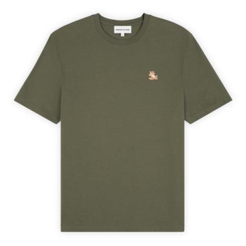 Militair Groene Fox Patch T-shirt Maison Kitsuné , Green , Heren