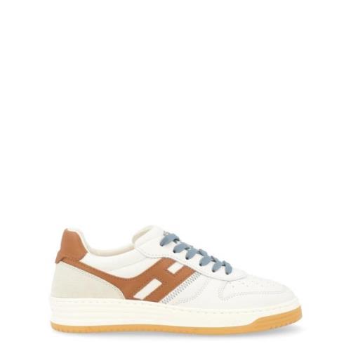 Witte leren sneakers met Cuoio-details Hogan , White , Heren