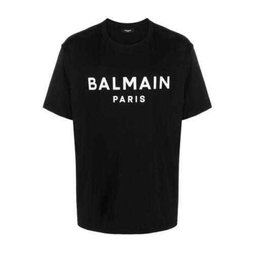 Moderne Zwart & Wit T-Shirt Balmain , Black , Heren