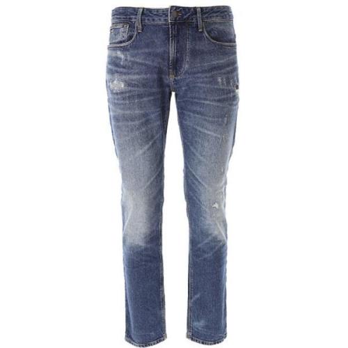 Slim Fit Denim Blauwe Jeans Emporio Armani , Blue , Heren