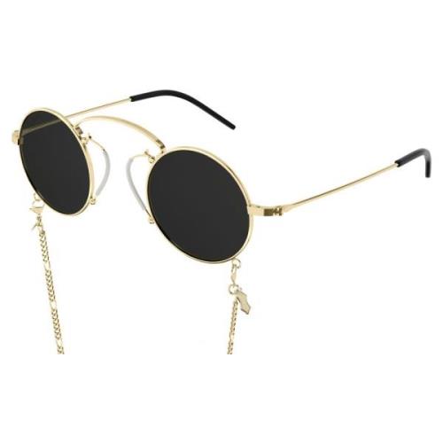 Gold/Grey Sunglasses with Gold Chain Gucci , Yellow , Dames