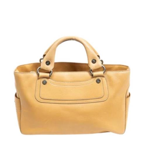 Pre-owned Leather handbags Celine Vintage , Beige , Dames