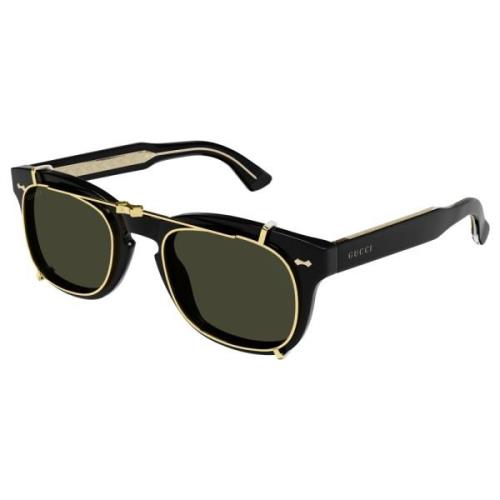 Black/Green Clip-On Sunglasses Gucci , Multicolor , Unisex