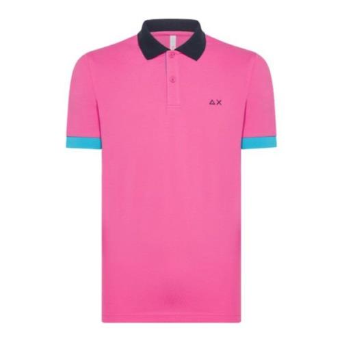 Fuchsia Polo Shirt 3 Kleuren Sun68 , Pink , Heren