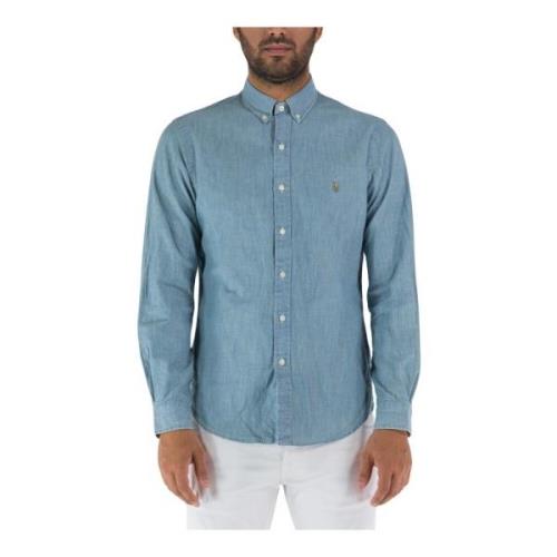 Denim Chambray Overhemd Ralph Lauren , Blue , Heren