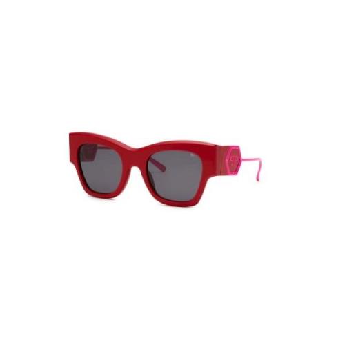 Shiny Full RED Zonnebril met Smoke Lenzen Philipp Plein , Red , Dames