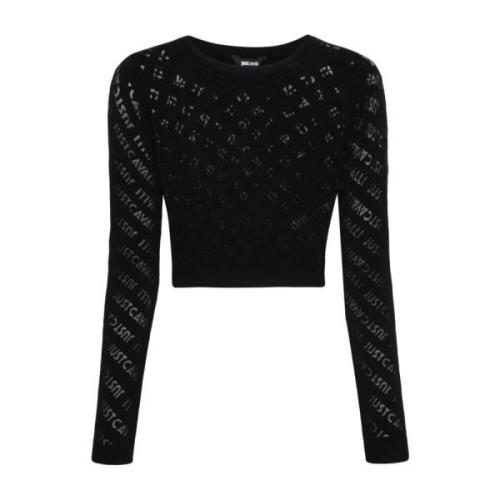 Zwarte Logo Print Sweaters Just Cavalli , Black , Dames