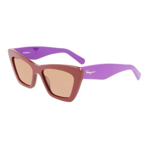 Dark Brown Violet/Light Brown Sunglasses Sf929S Salvatore Ferragamo , ...