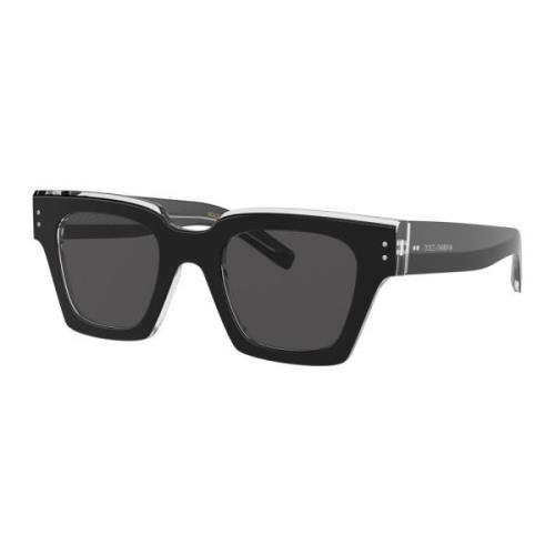 Black Crystal/Dark Grey Sunglasses Dolce & Gabbana , Black , Heren