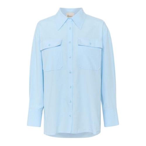 Hemelsblauw Melange Loszittend Overhemd My Essential Wardrobe , Blue ,...