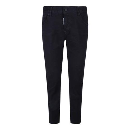 Zwarte Skinny Cropped Denim Jeans Dsquared2 , Black , Dames