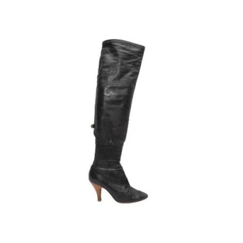 Pre-owned Leather boots Chanel Vintage , Black , Dames