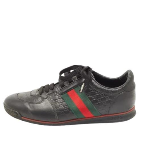 Pre-owned Leather sneakers Gucci Vintage , Black , Dames