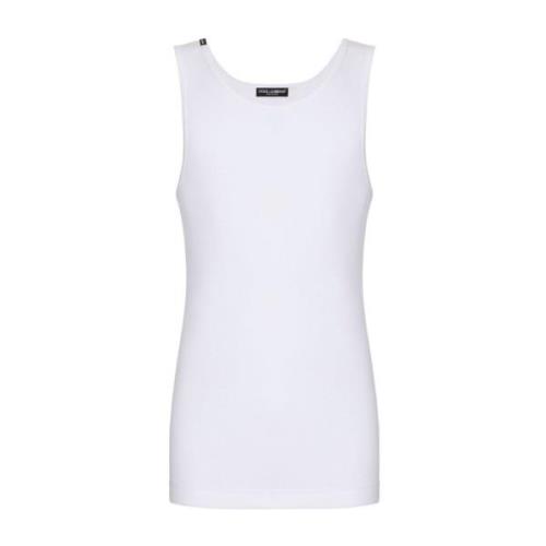 Wit Katoenen Crew Neck Mouwloos T-shirt Dolce & Gabbana , White , Here...