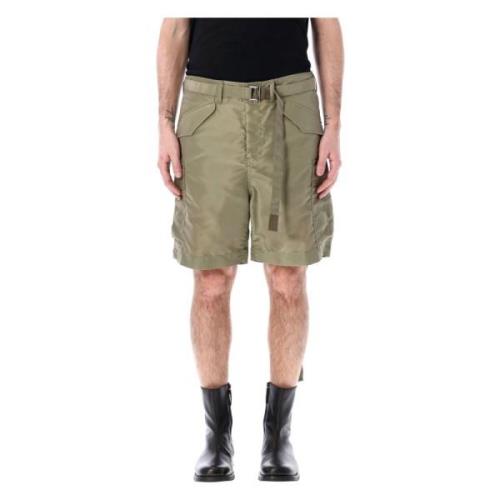 Nylon Cargo Shorts met Lintdetails Sacai , Green , Heren