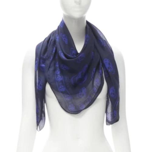 Pre-owned Silk scarves Alexander McQueen Pre-owned , Blue , Dames