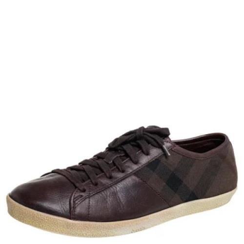 Pre-owned Leather sneakers Burberry Vintage , Brown , Dames