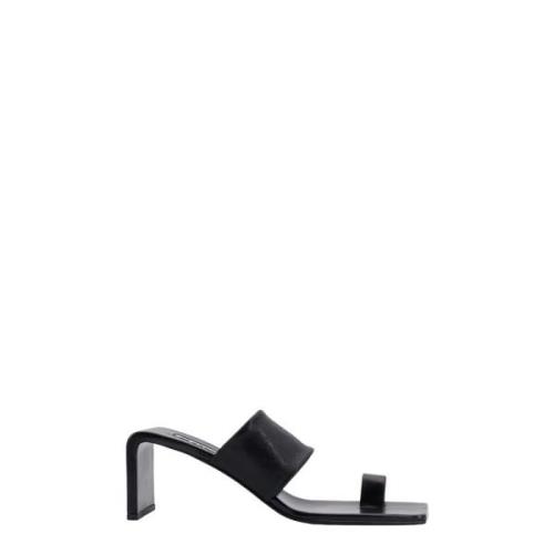 Leren Vierkante Neus Sandalen Jil Sander , Black , Dames