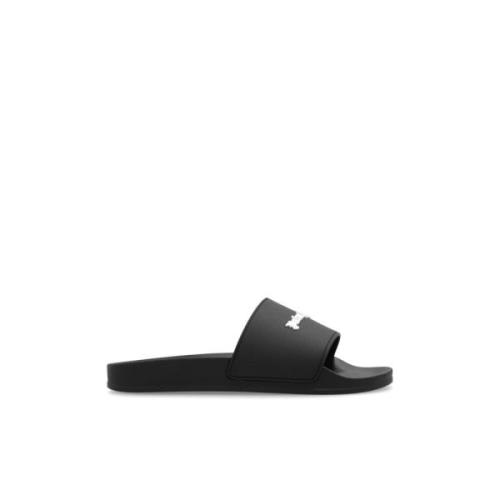 Rubberen slides met logo Palm Angels , Black , Dames