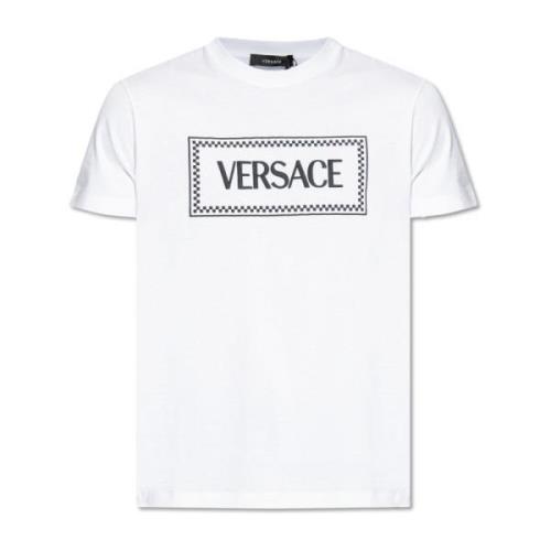 Bedrukt T-shirt Versace , White , Heren
