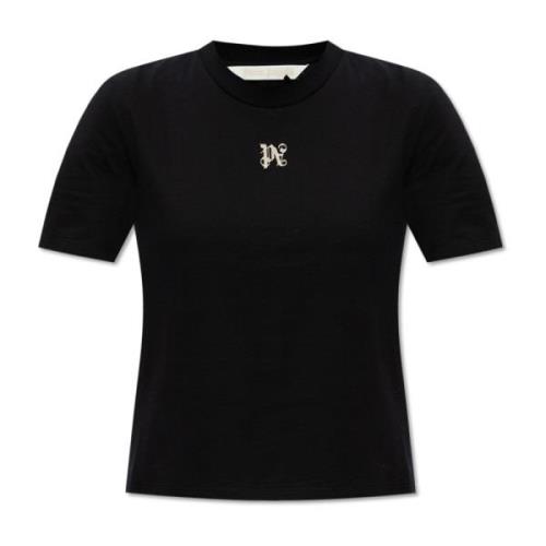 T-shirt met logo Palm Angels , Black , Dames