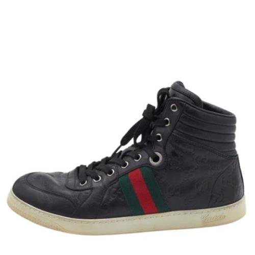 Pre-owned Leather sneakers Gucci Vintage , Black , Dames