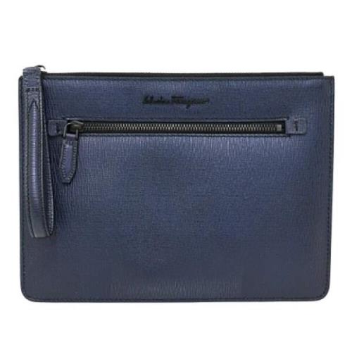 Pre-owned Leather clutches Salvatore Ferragamo Pre-owned , Blue , Here...