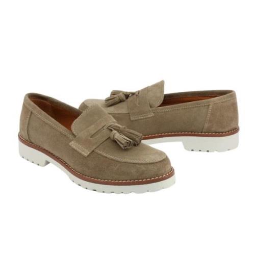Lente/Zomer Dames Suede Loafers Made in Italia , Brown , Dames