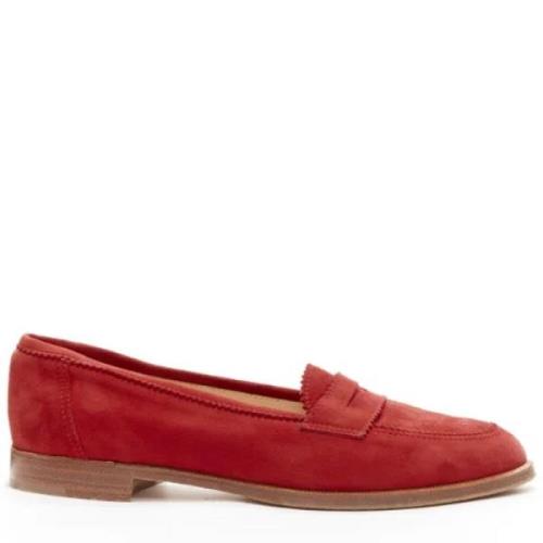 Pre-owned Suede flats Manolo Blahnik Pre-owned , Red , Dames