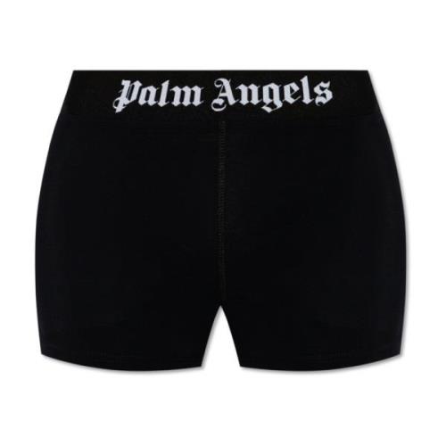 Shorts met logo Palm Angels , Black , Dames