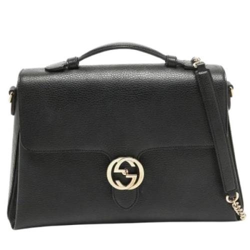 Pre-owned Leather handbags Gucci Vintage , Black , Dames