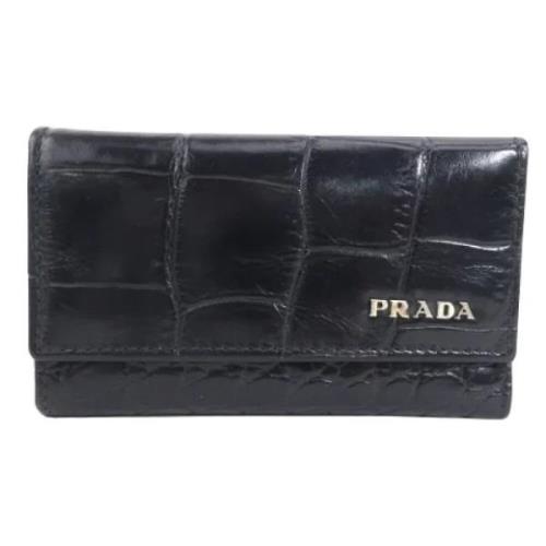 Pre-owned Leather key-holders Prada Vintage , Black , Dames