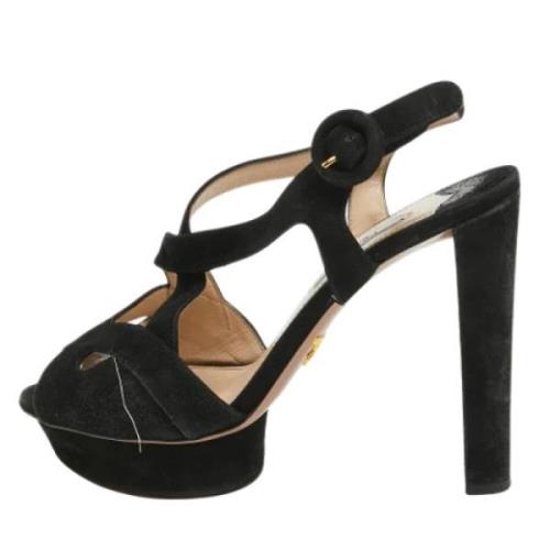 Pre-owned Suede sandals Prada Vintage , Black , Dames