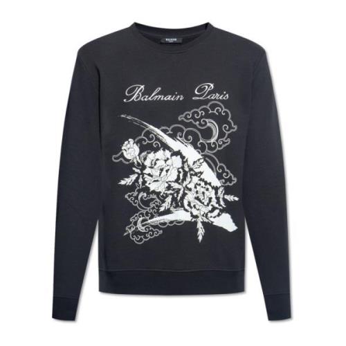 Bedrukte sweatshirt Balmain , Black , Heren