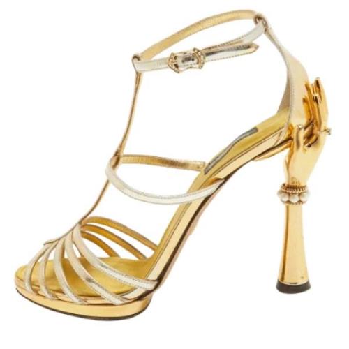 Pre-owned Leather sandals Dolce & Gabbana Pre-owned , Yellow , Dames