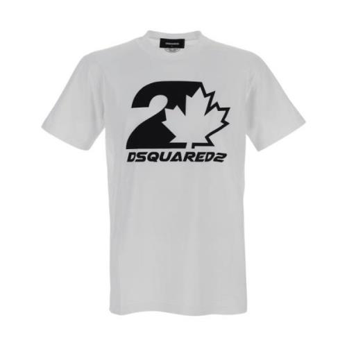 Katoenen Logo T-Shirt Dsquared2 , White , Heren