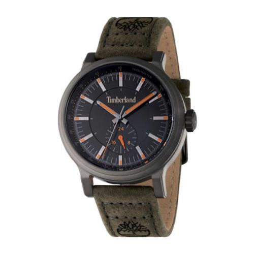 Leren Band Kwarts Horloge, Zwart/Grijs Timberland , Gray , Heren