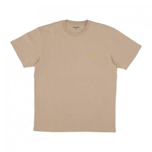 Sable/Gold Streetwear Chase T-Shirt Carhartt Wip , Beige , Heren