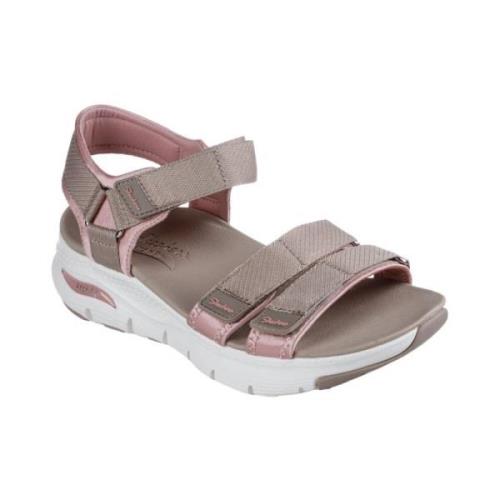 Flat Sandals Skechers , Beige , Dames