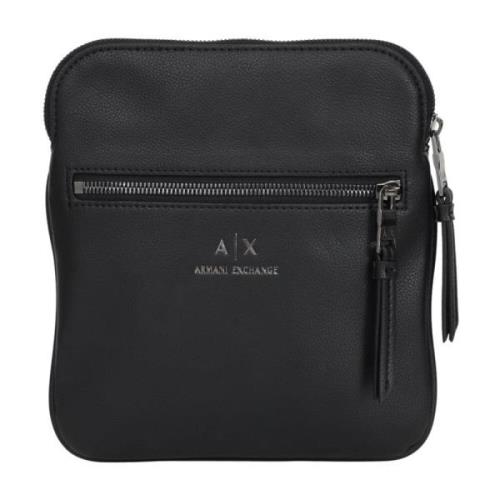 Zwarte schoudertas van imitatieleer Armani Exchange , Black , Heren