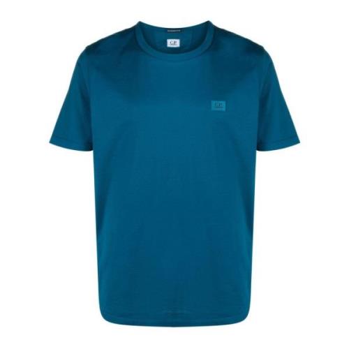 Blauw Katoenen Ronde Hals T-shirt C.p. Company , Blue , Heren