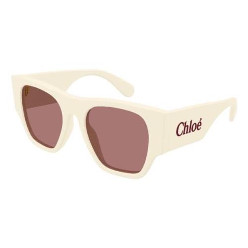 Ivory/Red Sunglasses Chloé , Beige , Dames